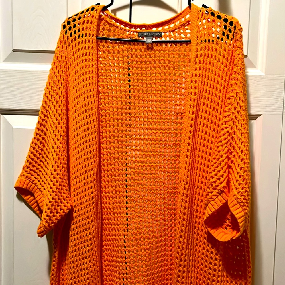 Jessica London Bright Orange Knit Cardigan